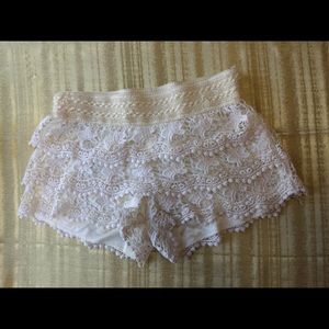 Ivory Crochet Shorts